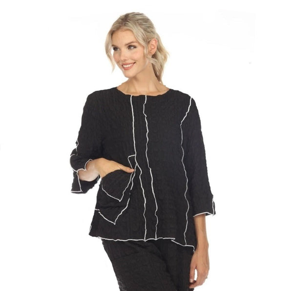Moonlight Textured Tunic Top in Black/White 3706