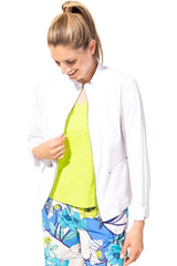 Sun Washed Zip Front Jacket in White - 42641-WHT