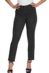 "Sasha" Pull-On Straight Leg Pant in Black Denim - SASHA-BKD