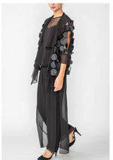 Chiffon Layered Pull-On Pant in Black - 4659P-BK