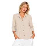 Soft Textured Cotton Button-Front Shirt - NS117