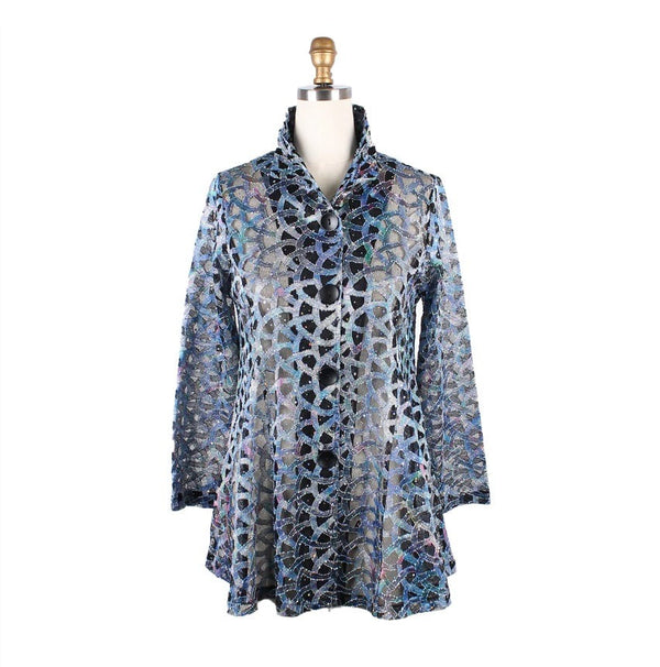 Damee Holographic Soutache & Sequin Jacket in Blue - 300-BLU