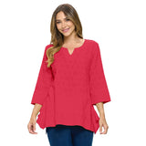 EMBROIDERED Cotton VOILE Tunic Top in Fruit Punch - EC423-FRT - Size M Only!
