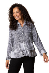 Viscose Rayon Crepe Bali Flounce Shirt - 39425