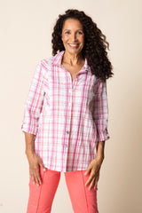 Blurred Plaid Boyfriend Tunic - 46634