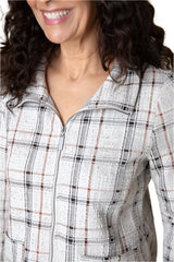 Plaid Zip-Front Jacket in Putty - 32847