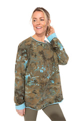 Marble Print Washed Fleece Pullover - 14550