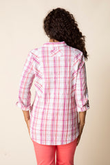 Blurred Plaid Boyfriend Tunic - 46634