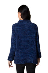 Heathered Knit Button Sweater Jacket in Navy - 87728-NVY - Size XL