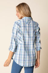 Blurred Plaid Boyfriend Tunic - 46634