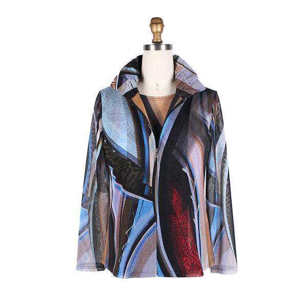 Damee Brushstroke Print Mesh Jacket W/ Sleeveless Top - 31421-MLT - Sizes M & XXL Only!