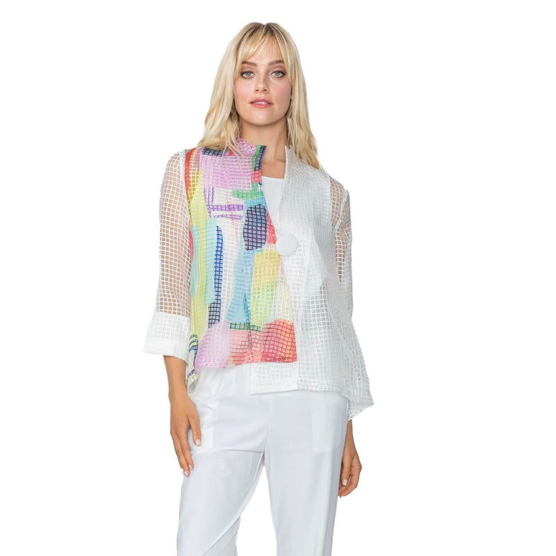 IC Collection Multicolor Mesh Single Button Jacket - 5681J - Size S Only