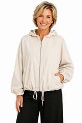 Zip-Front Hooded Windbreaker in Light Beige - 5154-BGE