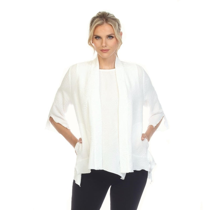 IC Collection Textured Open Front Jacket in White - 5741J-WT
