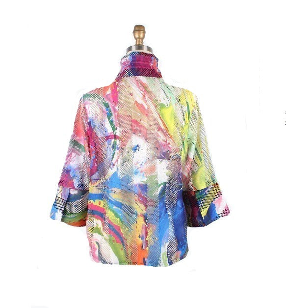 Damee Colorful Paint Splash Lace-Net Jacket - 2401