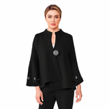 Techno Stretch-Knit Asymmetric Jacket in Black - 4577J-BK - Size XL