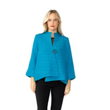 One-Button Jacquard Jacket in Turquoise - 6288J-TQ