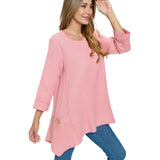 Long Waffle Tunic in Pink Rose - FW135-RS