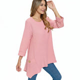Long Waffle Tunic in Pink Rose - FW135-RS