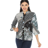 Citron Abstract Floral Print Silk Blouse - 1213FAL - Sizes L & 0X Only!