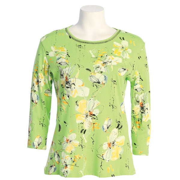 Jess & Jane "Bora Bora" Abstract Top in Lime - 14-1799
