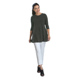 Stretch Knit Basic Tunic in Charcoal - 1484-CHC