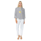 Striped Asymmetric Jacket in Navy - 5641J