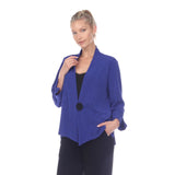 Short High-Low One-Button Jacket in Royal Blue - 2006-BLU