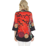 Citron Asian Floral Vase Print High-Low Blouse - 2030LMT