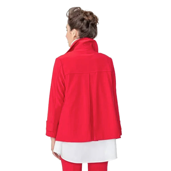 IC Collection Double-Breasted Techno-Knit Jacket in Red - 5545J-RD