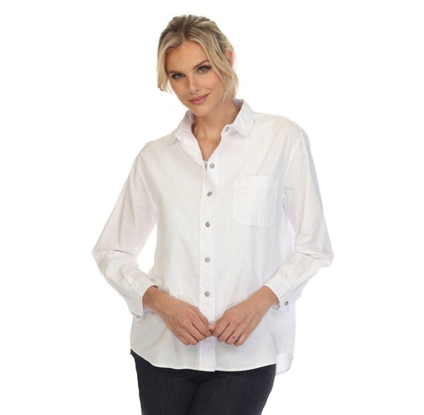 Escape by Habitat Button Front Pocket Shirt in White - 21407-WHT - Size S Only!