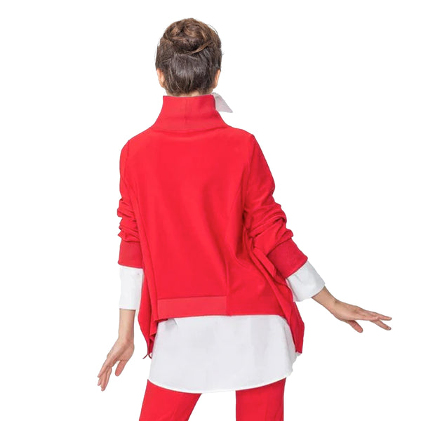 IC Collection Stylish Poncho Sweatshirt in Red - 2712T-RD - Size M Only!