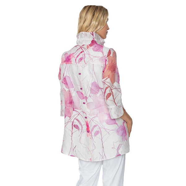 IC Collection Sheer Floral Hi-Low Blouse in Pink - 2277J-PNK - Sizes M & XXL Only!