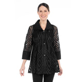 Two-Tone Soutache With Mesh Jacket in Black - 2363-BK - Size XL Only!