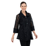 Two-Tone Soutache With Mesh Jacket in Black - 2363-BK - Size XL Only!