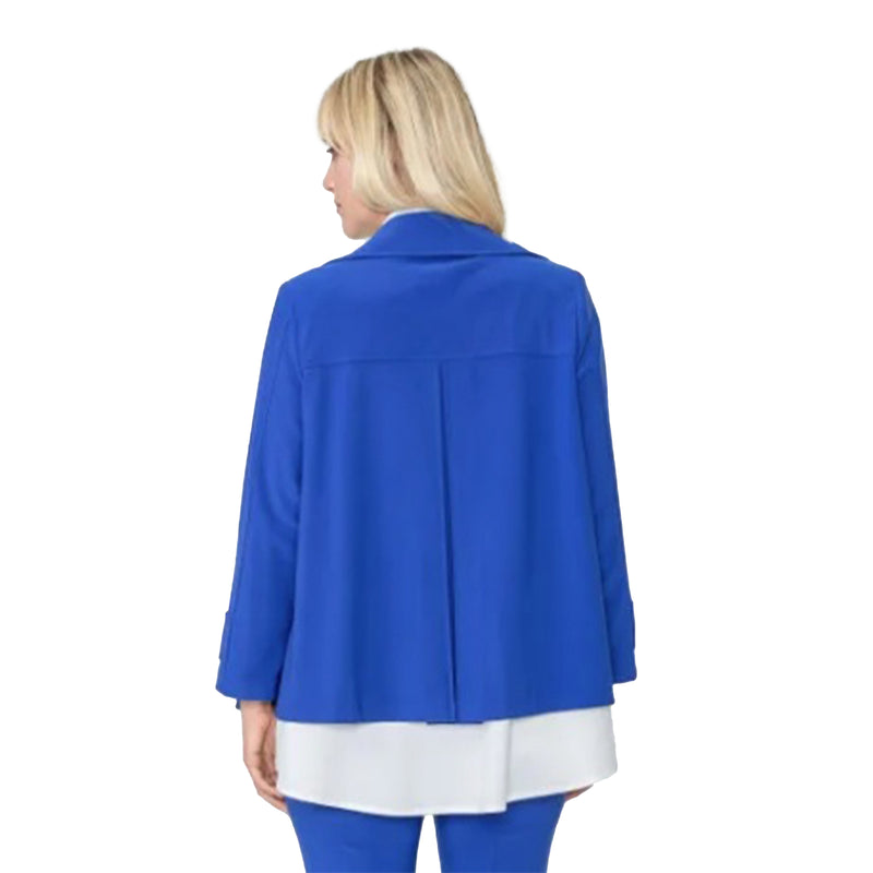 IC Collection Double-Breasted Techno-Knit Jacket in Blue - 5545J-BLU - Size L Only!