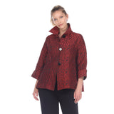 Jacquard Button Front Jacket in Red - 2453-TAF