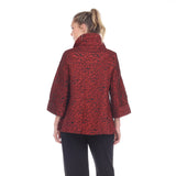 Jacquard Button Front Jacket in Red - 2453-TAF