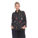 "Dots & Stripes" High-Low Button Front Shirt/Jacket - 2694