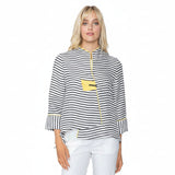 Striped Asymmetric Jacket in Navy - 5641J