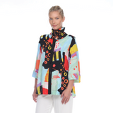 Colorful Abstract-Print Blouse/Jacket - 3075 AB
