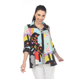 Colorful Button Front Blouse - 3233 - Size XXL Only!