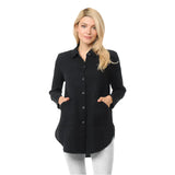 Lightweight Long Waffle Shirt/Jacket in Black - LW110-BLK