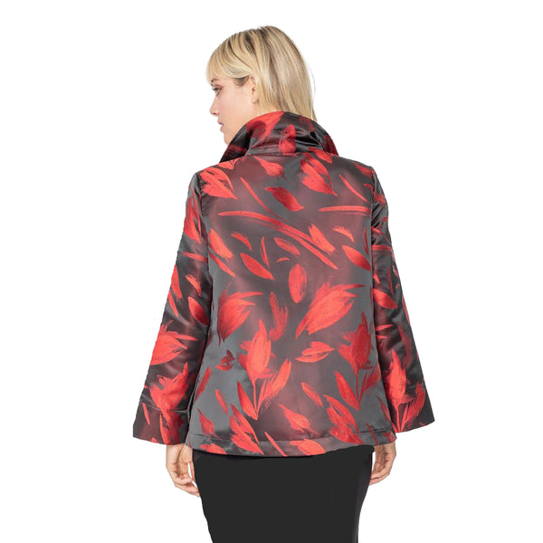 IC Collection Jacquard Three-Button Jacket in Red - 5355J-RD - Size L Only!