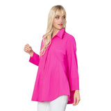 Solid High-Low Pocket Shirt in Pink - 3778B-PK