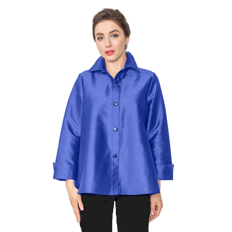IC Collection Button Front Blouse in Royal - 4442J-ROY - Sizes S & M Only!
