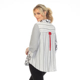 Stripes & Swirls" Blouse in Black & White - 3655 - Size S Only!