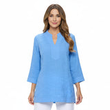 Embroidered Tunic Top in French Blue - EC426-FB