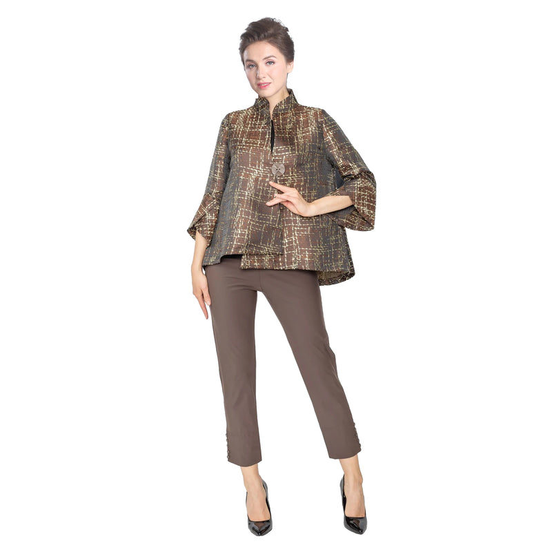 IC Collection Jacquard Jacket in Chocolate - 5558J-CHO - Size S Only!