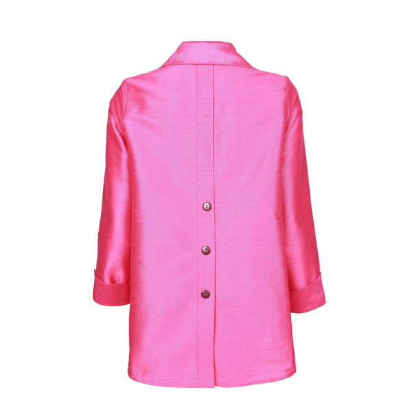 IC Collection Solid Button Front Blouse In Fuchsia - 4442J-FS